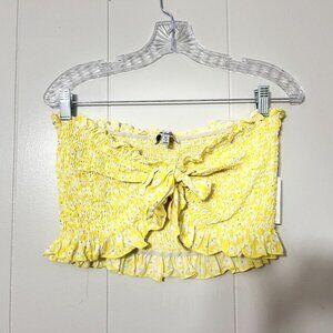 MISS SELFIE Yellow Floral Cropped Shrug Blouse Size XL EUC